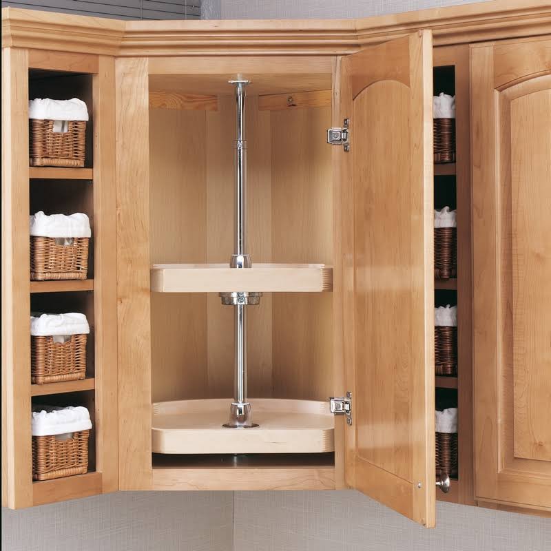 Rev-A-Shelf 4WLS273-20-536 20×22 Natural Wood 3 Shelf D-Shape Independent Lazy Susan - Image 5