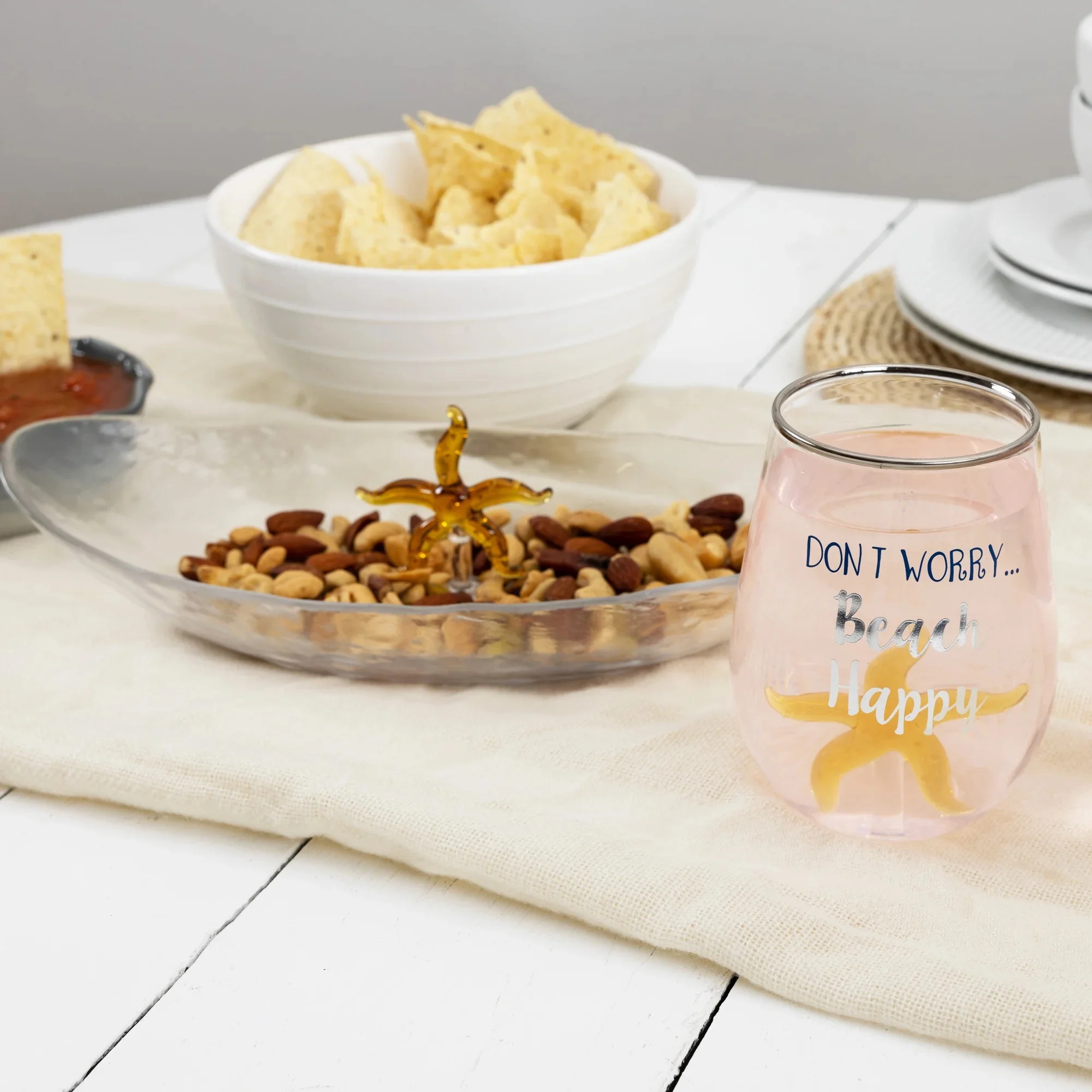 Beach Happy – Starfish 19 oz. Stemless Wine Glass with 3-D Figurine - Image 3