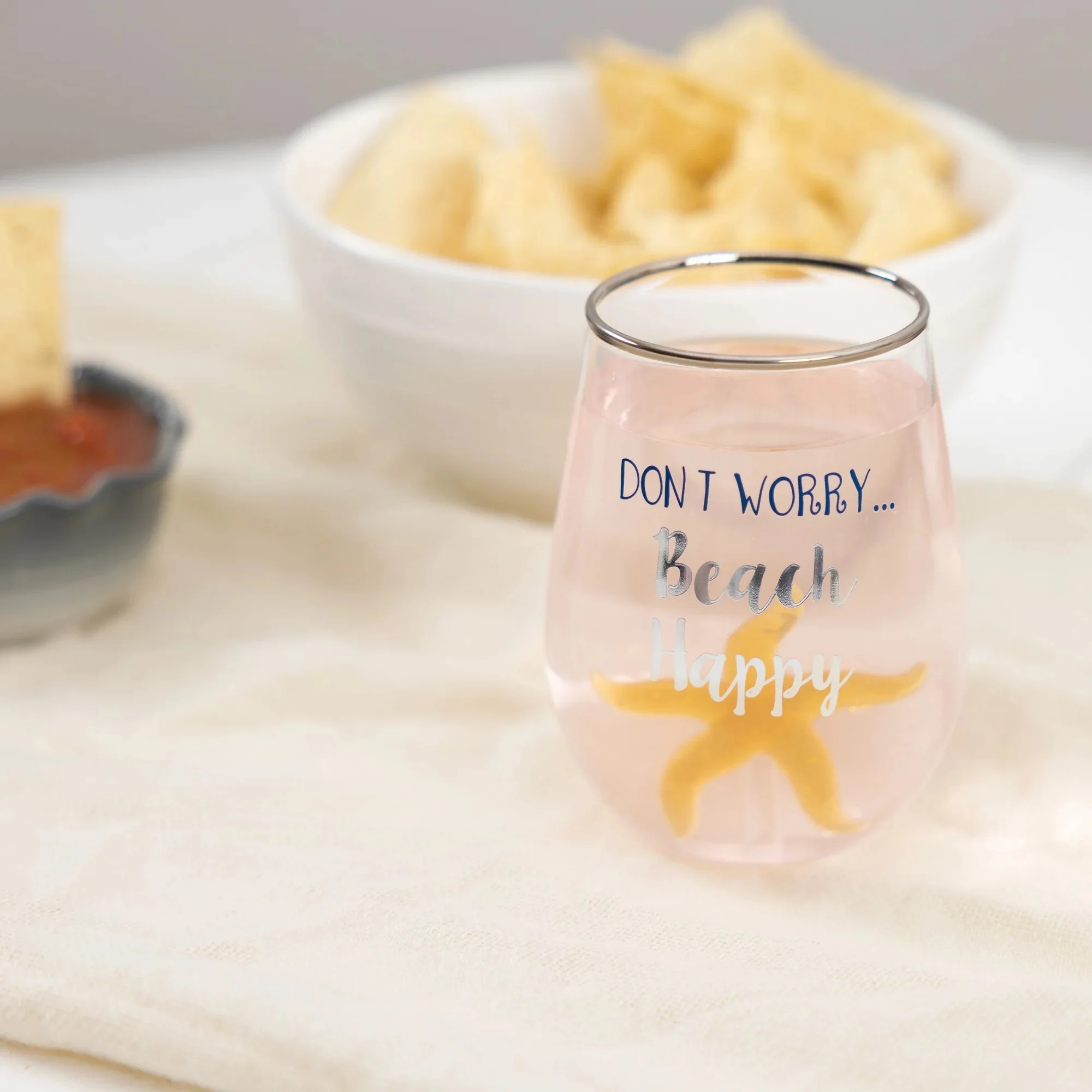 Beach Happy – Starfish 19 oz. Stemless Wine Glass with 3-D Figurine - Image 2