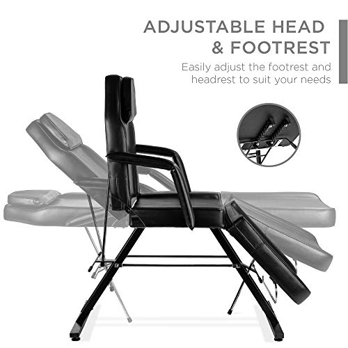 Best Choice Products 71in 3-Section Multipurpose Massage Bed, Spa & Salon Facial, Tattoo Chair w/Hydraulic Stool, Removable Headrest, Facial Cradle, Towel Hanger – Black - Image 4