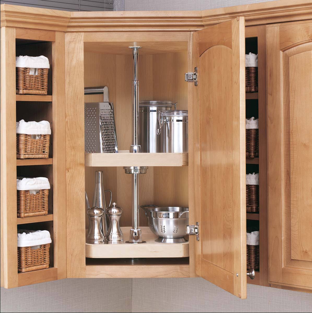 Rev-A-Shelf 4WLS273-20-536 20×22 Natural Wood 3 Shelf D-Shape Independent Lazy Susan - Image 4