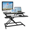Adjustable Dual Monitor Laptop Desk Riser: Height Convertible Standing Workstation – Sit or Stand for Optimal Ergonomics – Black